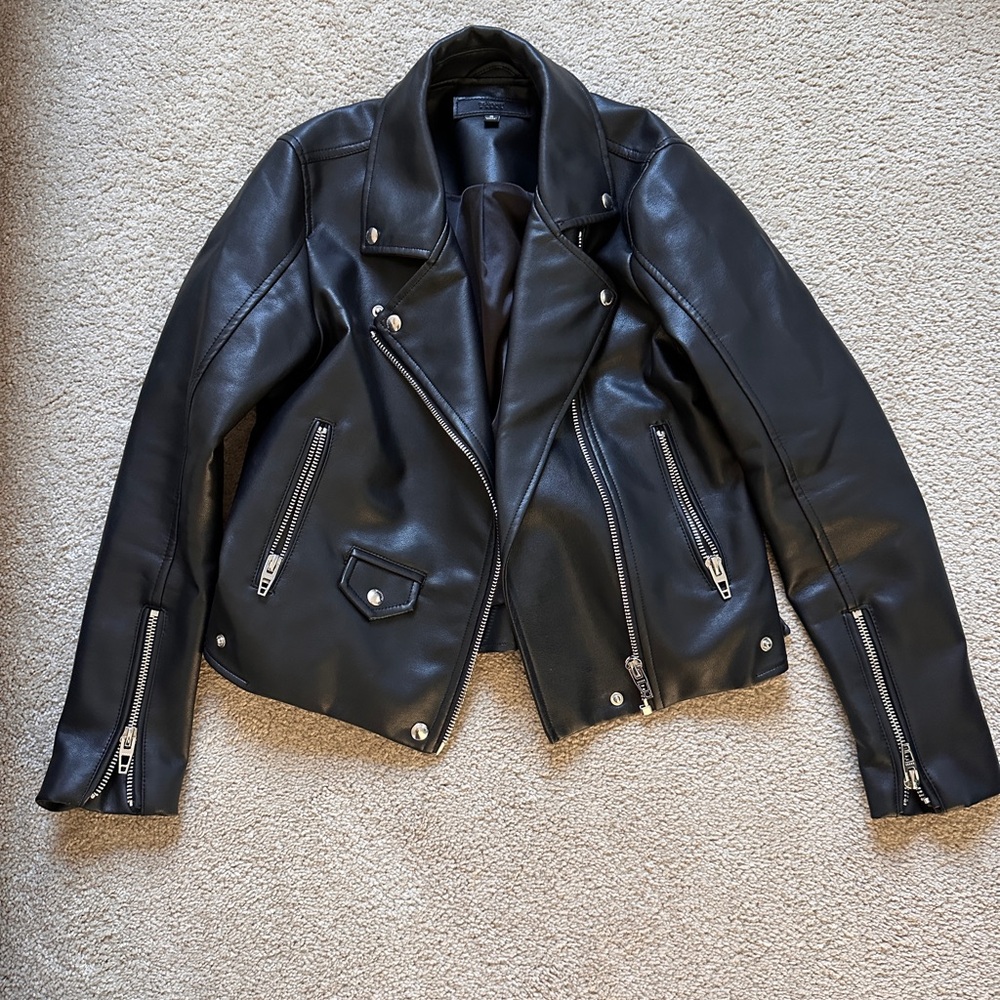 Blank NYC Black Leather Jacket with Silver Details